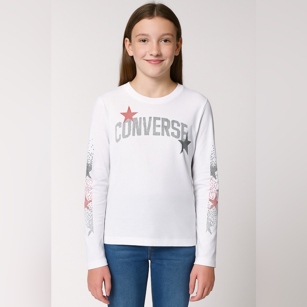 Converse White Shirt with Red and Gray Star Design. New without Tag.